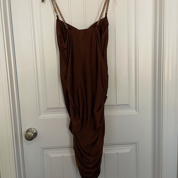 Chocolate Bodycon Chain Strap Dress - Picture 3 of 3